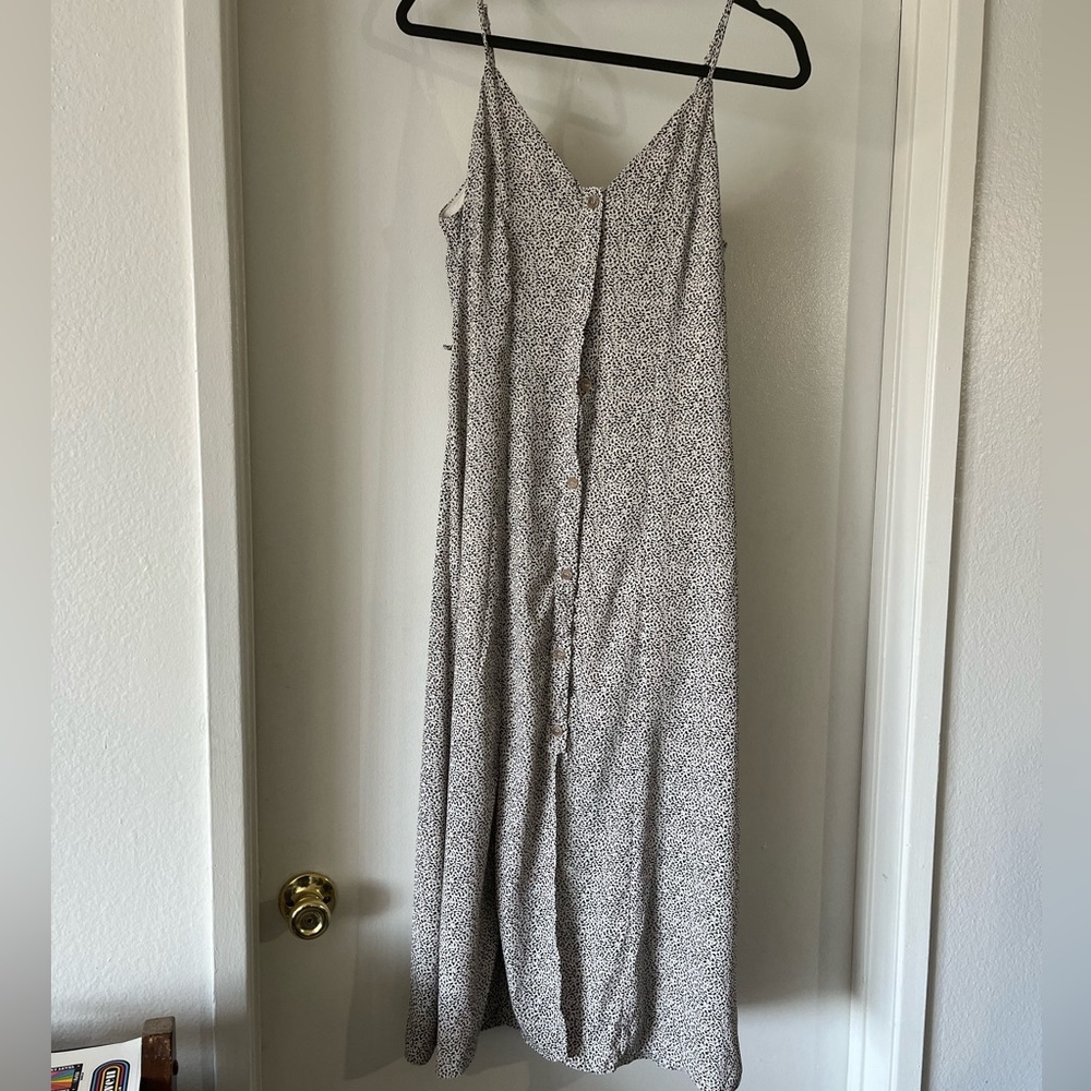 Animal print button down MIDI dress.